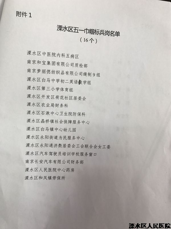 我院两个班组在溧水区总工会获奖